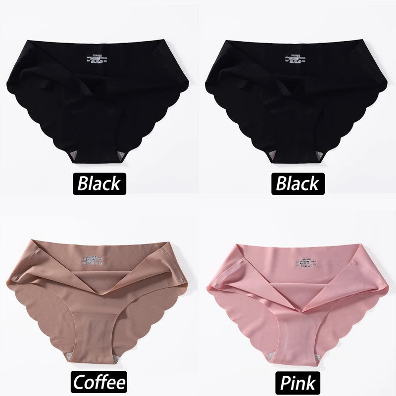 4PCS/Set Seamless Silk Briefs Sexy Panties For Women