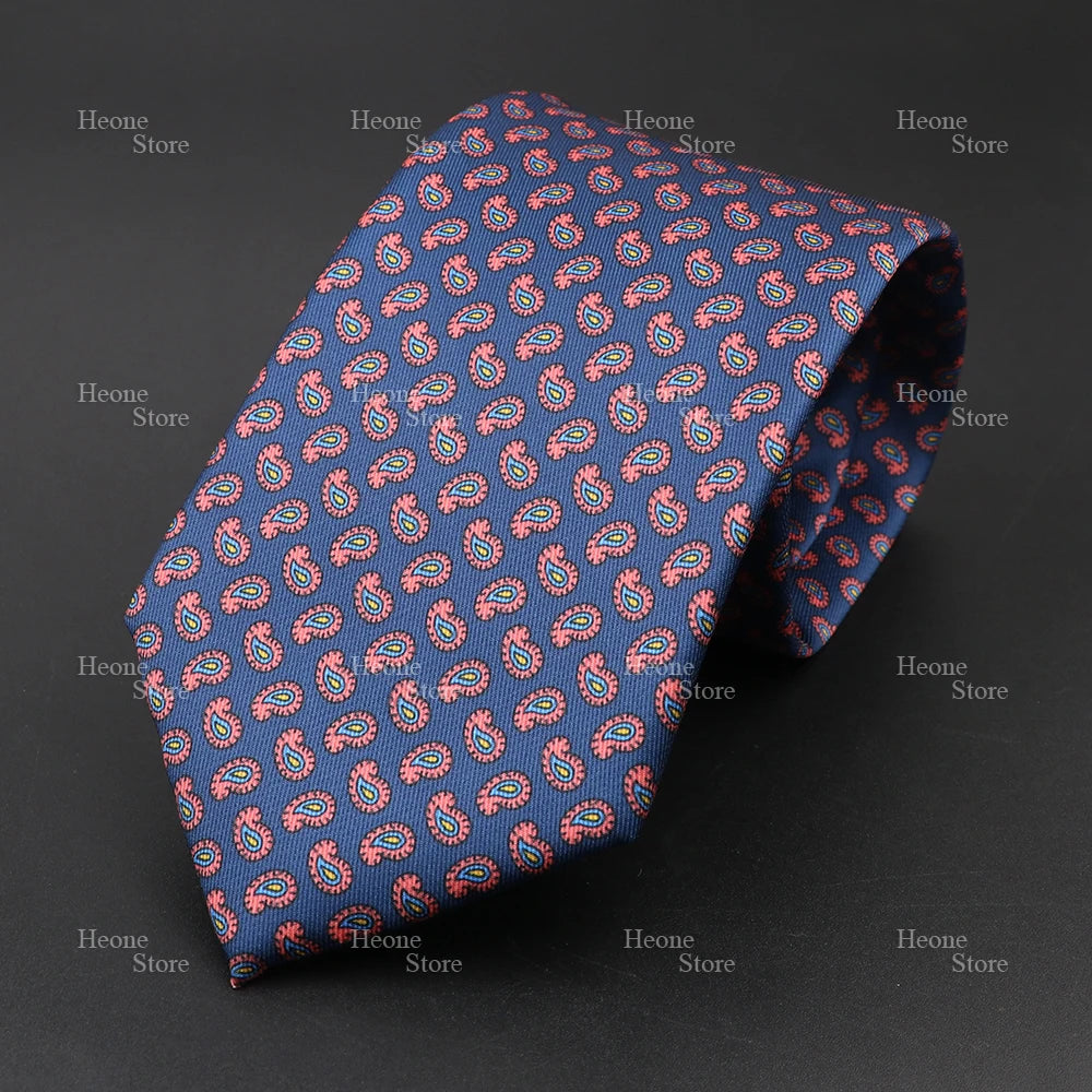 Super Soft Bohemian Silk Polyester Ties For Men Novelty Design Blue Light Color Wedding Office Business Gravata Printed Tie Gift