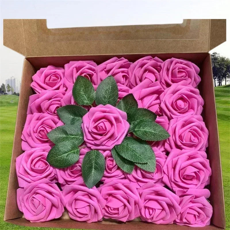 10/25/50Pcs Artificial Rose Flowers Foam Fake Flowers Roses for DIY Wedding Bouquets Party Home Decor Garden Decoration