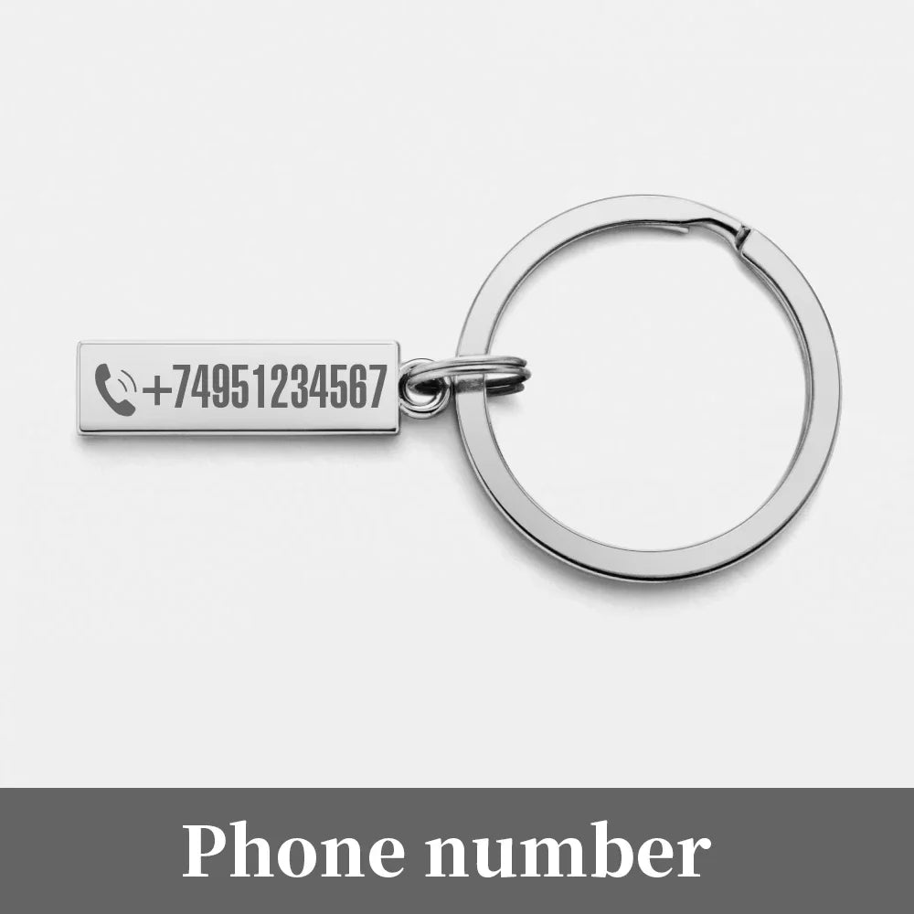 Anti-lost Keychain Small Chic Personalized Customized Keyring  for Car Name Phone Number Men Women Gift  Key Chain Holder P021 Surpriseshopper.com