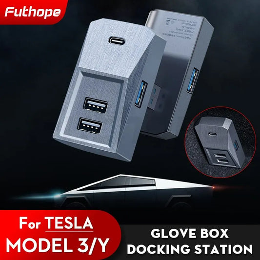 Glovebox USB Hub For Tesla Model 3 Model Y 2021-2023 Digital Display Splitter