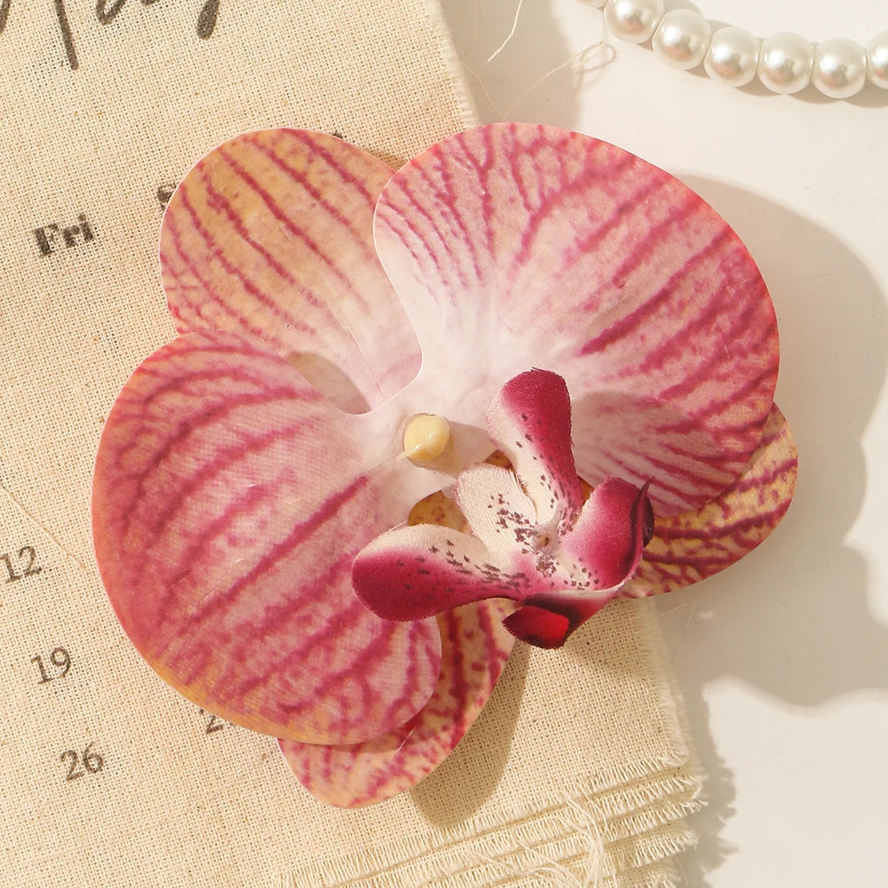 5/10pcs Phalaenopsis Artificial Butterfly Orchid 9.5CM Fake Flowers Heads Wedding Decoration for Home Room Decor Gift Accessory