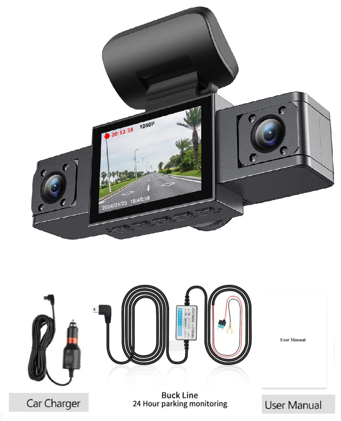 Triple Vision: Comprehensive 3-Channel Dash Cam