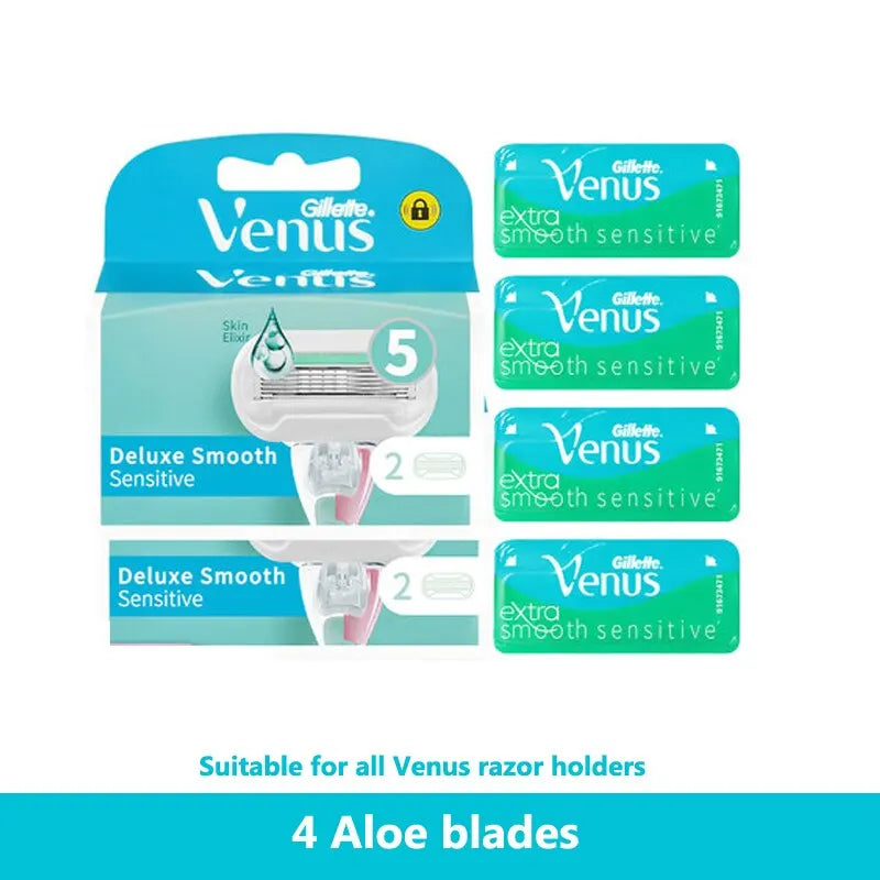 Gillette Venus Razor Blades Aloe 5 Layers Shaving Blades Suit for All Venus Holders Suitable for Sensitive Skin with Soap Bar - Surpriseshopper.com