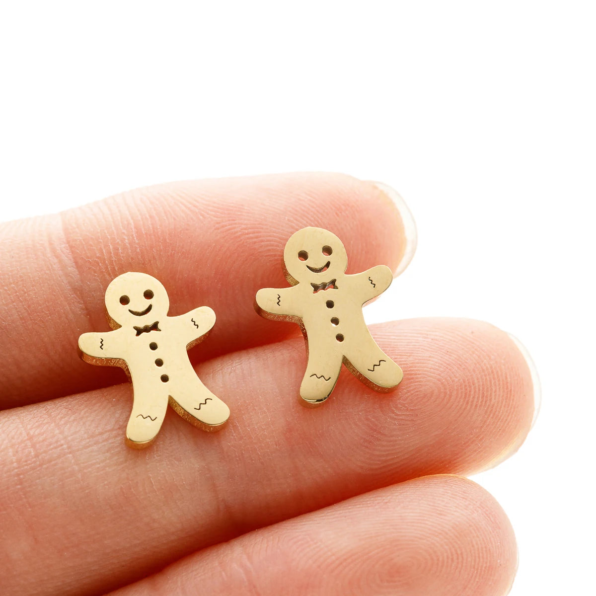 Mini Cartoon Gingerbread Snowman Stud Earrings Ladies Gold Color Stainless Steel Earrings Girl Tragus Jewelry Pircing Oreja Surpriseshopper.com