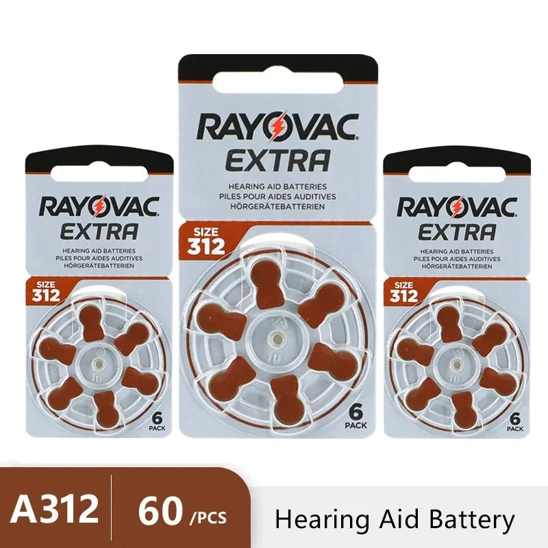 RAYOVAC EXTRA 60 PCS Zinc Air Performance Hearing Aid Batteries A312 312A ZA312 312 PR41 Hearing Aid Battery A312 Free Shipping