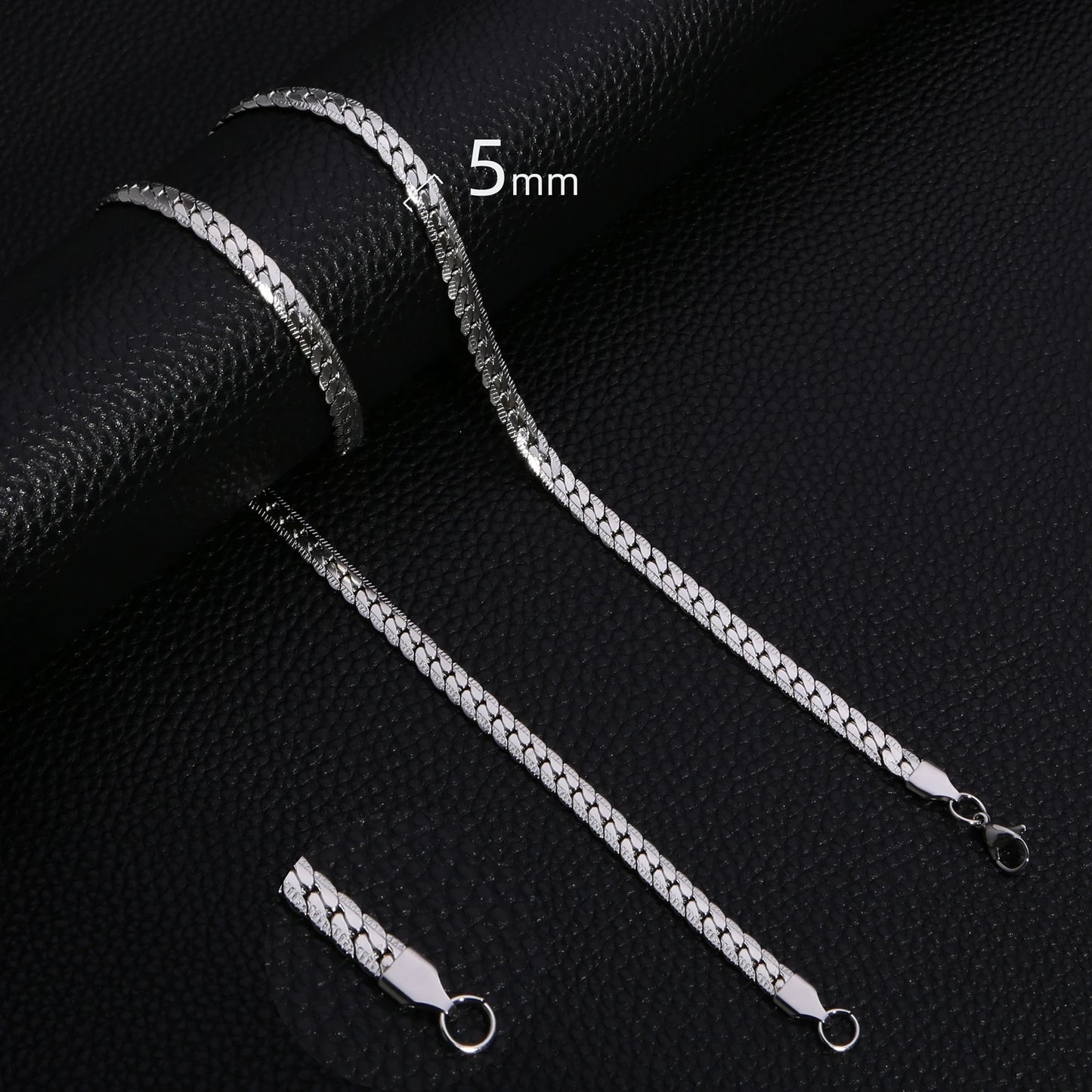 HIYEE Punk 3/4/5/6/7mm Embossed Flat Snake Chain Necklace Gold/Silver Colored Stainless Steel Chain Men Women Fashion Jewelry