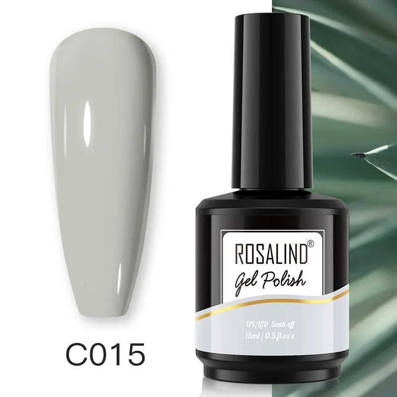 ROSALIND 15ML Pure Colors Nail Polish For Art Manciure Design Gel Nail Base Top Coat Semi Permanent Soak Off UV Gel Nail Varnish - Surpriseshopper.com