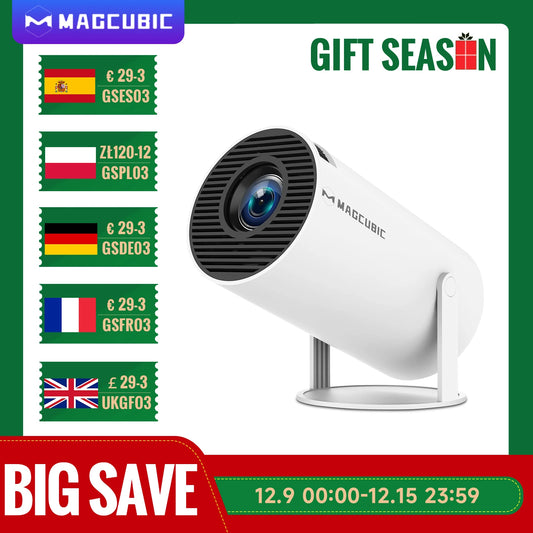 Magcubic Projector HY300 Pro 4K Android 11 Dual Wifi6 260ANSI Allwinner H713 BT5.0 1080P 1280*720P Home Cinema Outdoor Projetor - Surpriseshopper.com