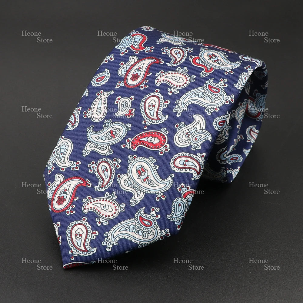 Super Soft Bohemian Silk Polyester Ties For Men Novelty Design Blue Light Color Wedding Office Business Gravata Printed Tie Gift