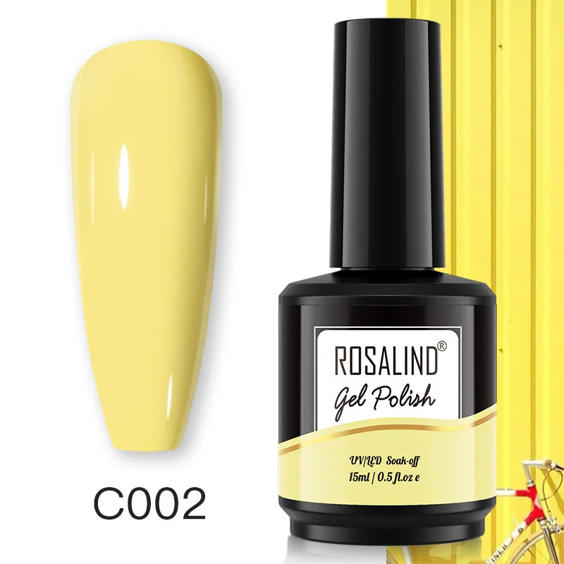 ROSALIND 15ML Pure Colors Nail Polish For Art Manciure Design Gel Nail Base Top Coat Semi Permanent Soak Off UV Gel Nail Varnish - Surpriseshopper.com