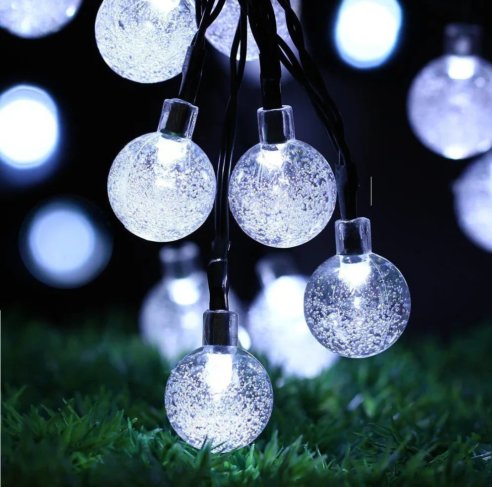 Solar Bubble Balls Lamp String Lights Outdoor Water Drops Outdoor Waterproof Orb Christmas Lights Patio Holiday Party - Surpriseshopper.com