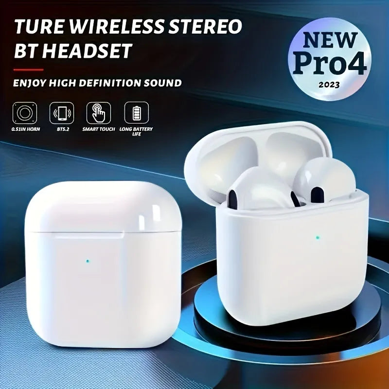 Pro 4 TWS Wireless Headphones Earphone Bluetooth-compatible 5.3 Waterproof Headset with Mic for Xiaomi iPhone Pro4 Earbuds - Surpriseshopper.com