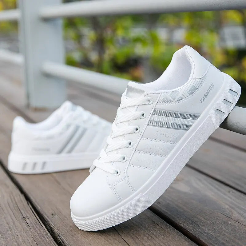 2024 Mens Casual Sneakers New Fashion Lace-up White Shoes Student Comfort Sports Plus Size Vulcanized Shoes Zapatillas De Hombre