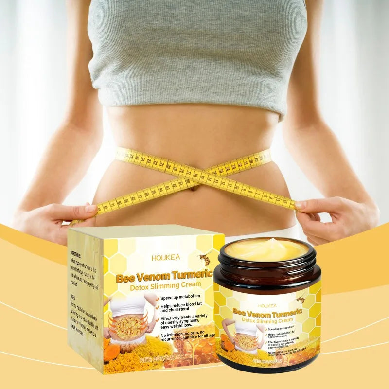 Bee Venom Turmeric Detox Slimming Cream Fat Burning Shrinking Weight Loss Anti-Cellulite Promote Metabolism Massage Cream