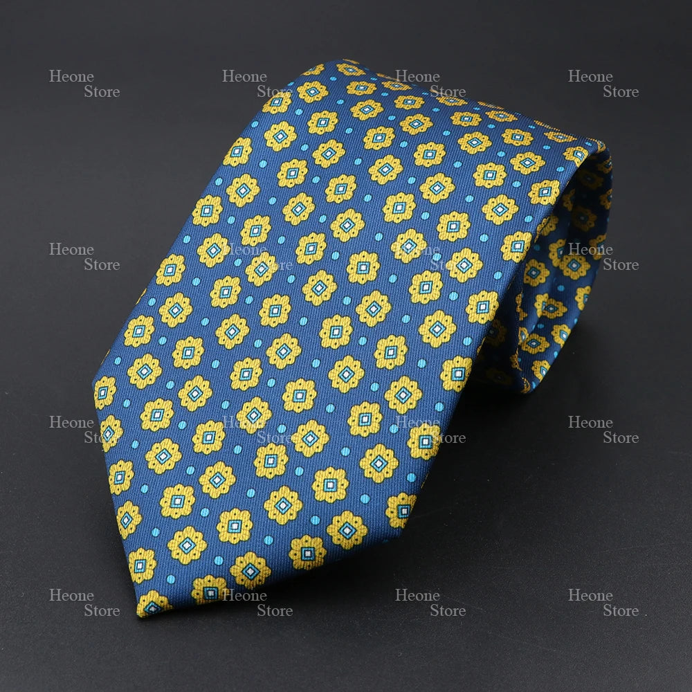 Super Soft Bohemian Silk Polyester Ties For Men Novelty Design Blue Light Color Wedding Office Business Gravata Printed Tie Gift