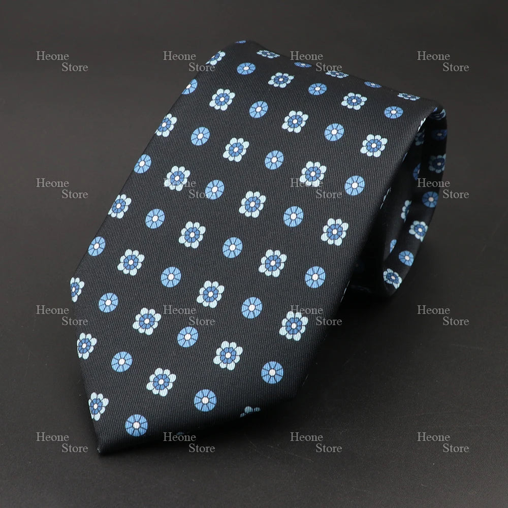 Super Soft Bohemian Silk Polyester Ties For Men Novelty Design Blue Light Color Wedding Office Business Gravata Printed Tie Gift