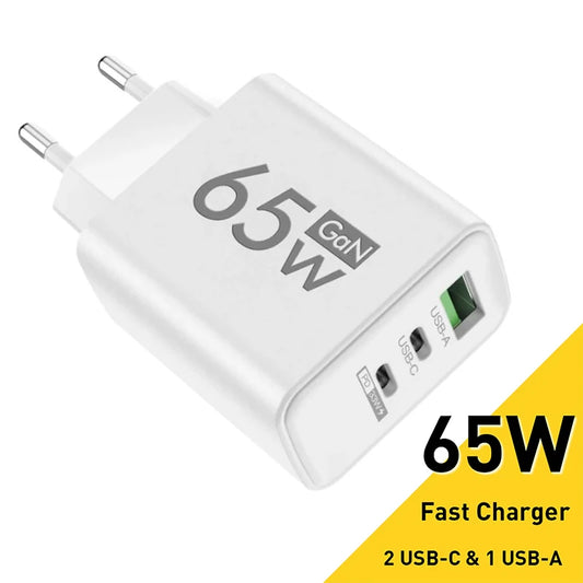 GaN Fast Charging 65W USB Type C Charger EU KR US PD 3.0 Quick Charge Wall For Phone Adapter For iPhone 15 Xiaomi Huawei Samsung - Surpriseshopper.com