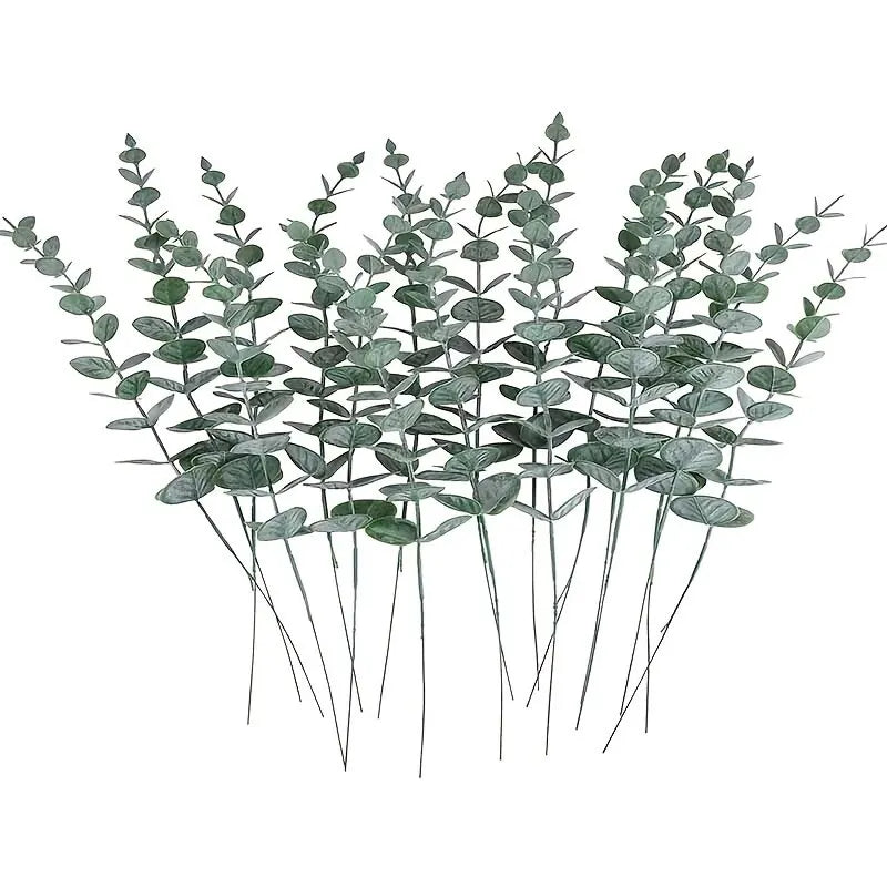 10pc Fake Flower Green Plant Simulation Plant Wedding Flowers with Decorative Leaves Fake Grass Eucalyptus Leaves