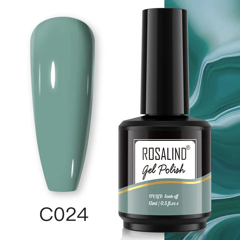 ROSALIND 15ML Pure Colors Nail Polish For Art Manciure Design Gel Nail Base Top Coat Semi Permanent Soak Off UV Gel Nail Varnish - Surpriseshopper.com