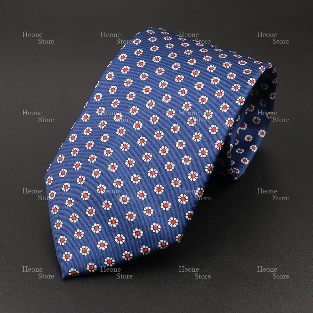 Super Soft Bohemian Silk Polyester Ties For Men Novelty Design Blue Light Color Wedding Office Business Gravata Printed Tie Gift