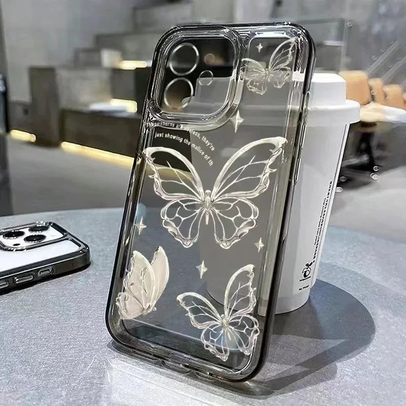 Colorful Butterfly Soft Transparent Case For iPhone 11 15 14 Pro Max13 12 MiNi XS XR X 7 8 15 Plus SE2 Shockproof Bumper Cover