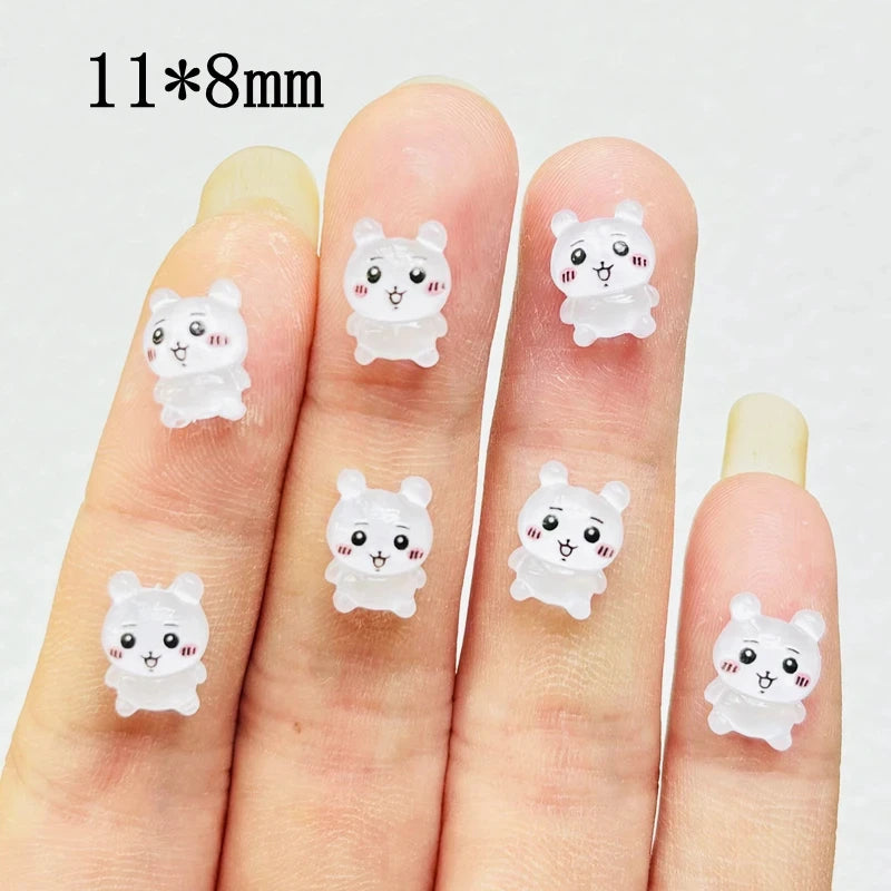 50 Pcs New Cute Resin Mini Cartoon Sadness Rabbit,Dog Series Flat Back Manicure Parts Embellishments For Hair Bows