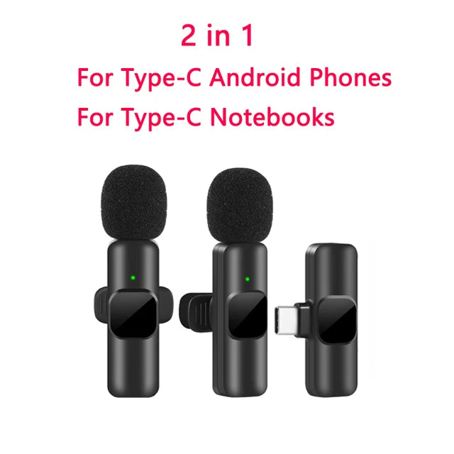 New Wireless Lavalier Microphone Portable Audio Video Recording Mini Mic for iPhone Android Live Broadcast Gaming Phone Mic - Surpriseshopper.com