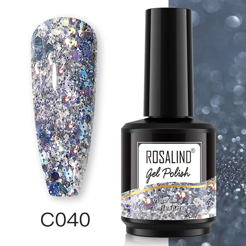 ROSALIND 15ML Pure Colors Nail Polish For Art Manciure Design Gel Nail Base Top Coat Semi Permanent Soak Off UV Gel Nail Varnish - Surpriseshopper.com