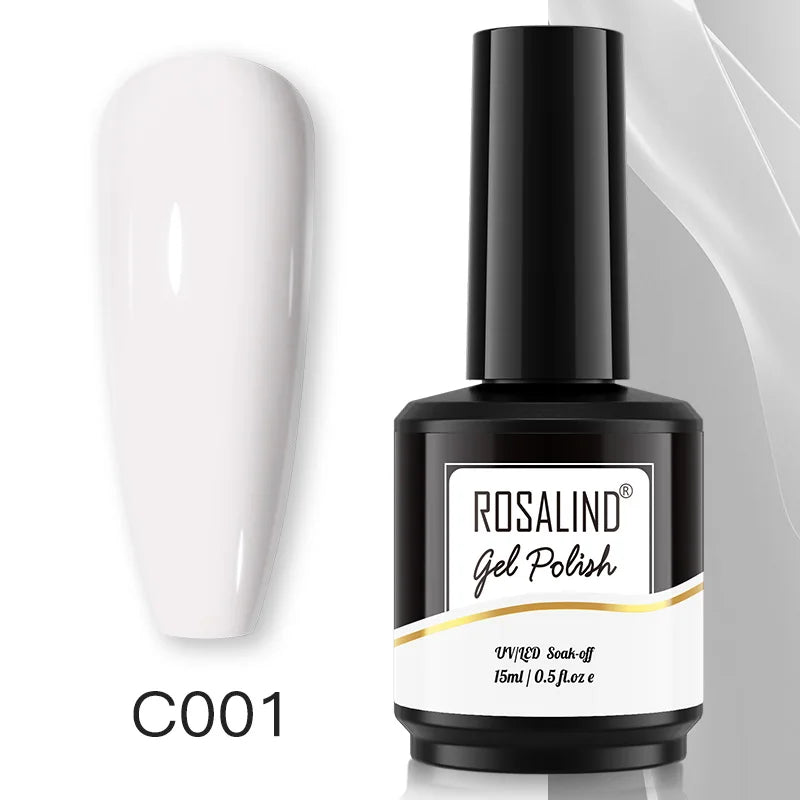 ROSALIND 15ML Pure Colors Nail Polish For Art Manciure Design Gel Nail Base Top Coat Semi Permanent Soak Off UV Gel Nail Varnish - Surpriseshopper.com