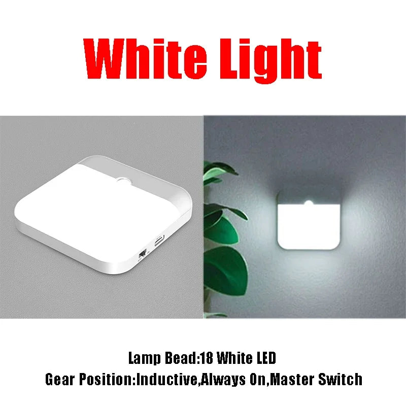 USB Rechargeable Dimmable Night Lamp Smart Night Lights Motion Sensor Wireless LED Lighting for Closet  Cabinet Indoor Lighting