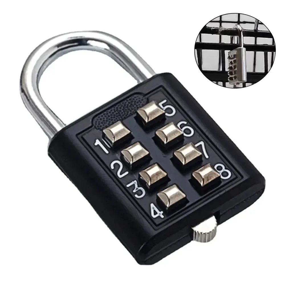 8 Digits Password Code Combination Padlock Zinc Alloy Suitcase for Luggage Travel Code Anti-thieft Lock Code Keyed Smart Lock