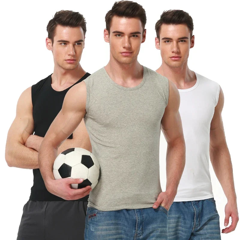 1/3 Piece Men's Tight Sleeveless Cotton Vest With Background Color For Comfortable Exercise And fitness Sleeveless T-shirt With