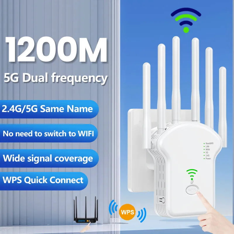 WiFiBoost: Powerful 1200Mbps Dual Band Repeater – Say Goodbye to Dead Zones!