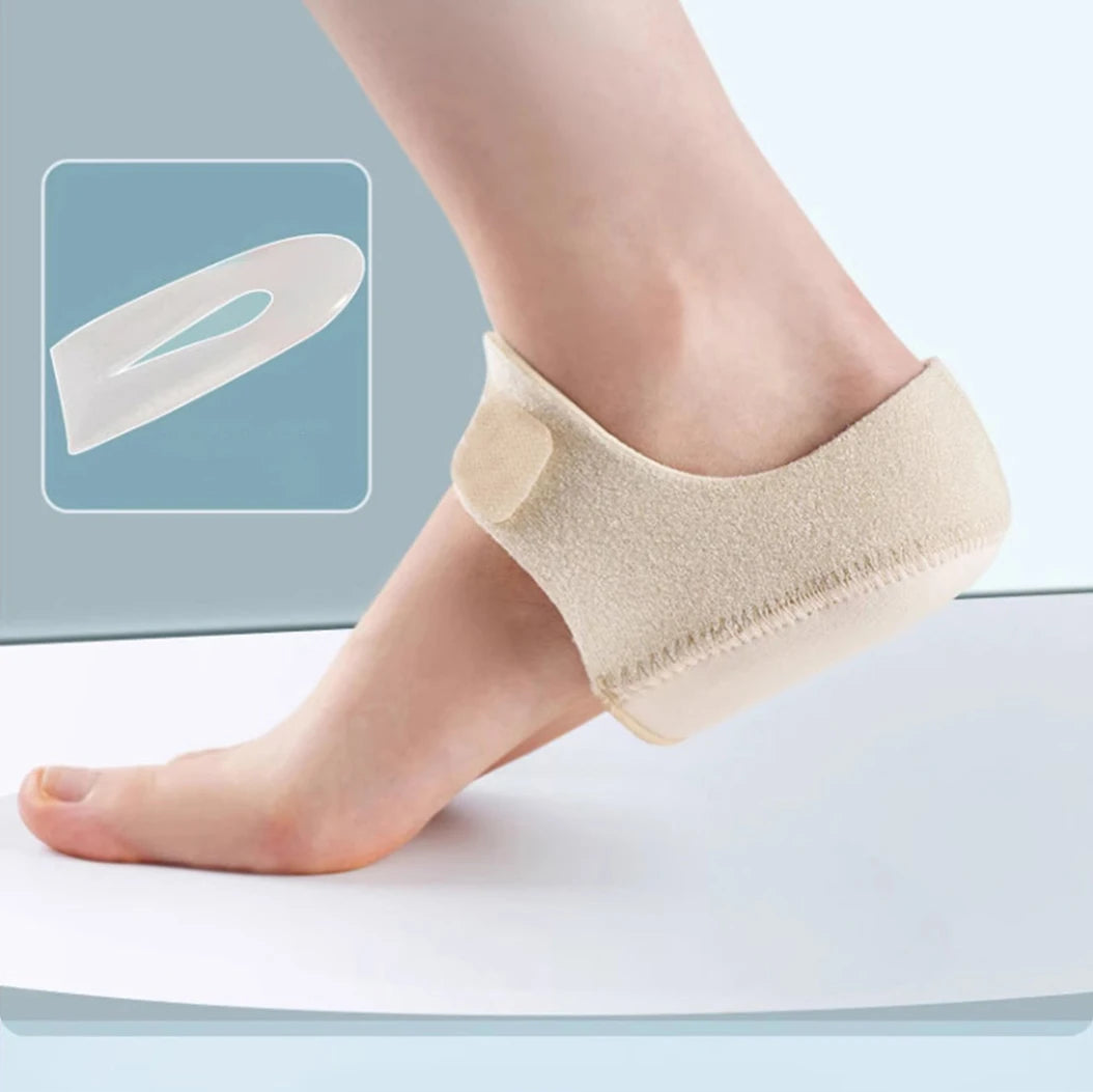 1 Pair Silicone Heel Pads, Shock Absorption, Relieving Leg Pressure, Adjustable Straps, Prevent Slipping Insoles