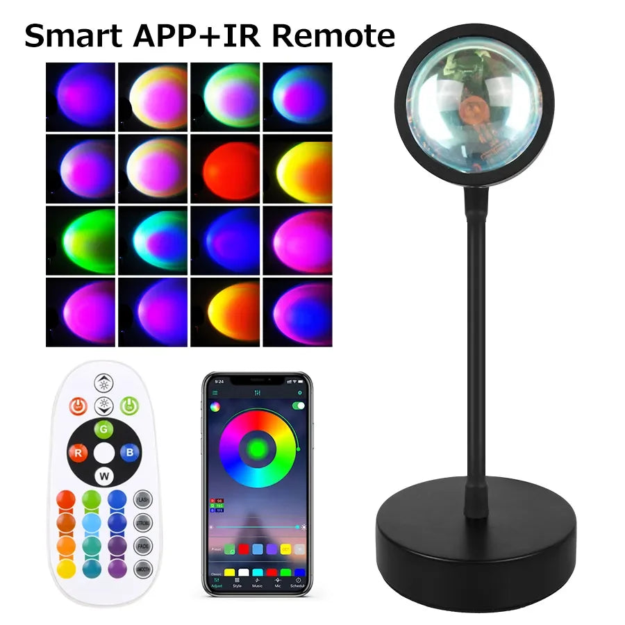 CosmicGlow: Tuya Smart RGB Sunset Projector Lamp