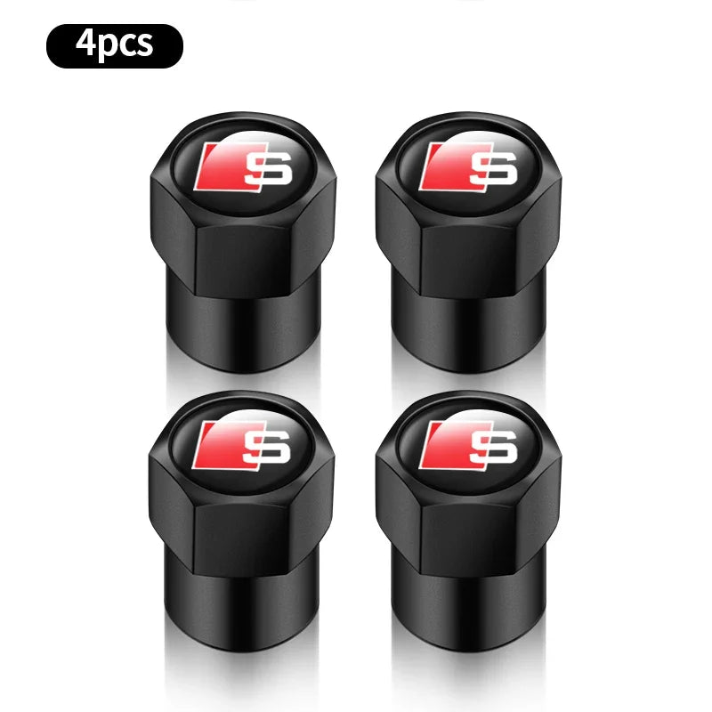 4pcs Car Wheel Tire Valve Caps Tyre Stem Covers Airdust Waterproof For Audi Sline A3 A4 A5 A6 A7 A8 Q3 Q5 Q8 TT TTS Accessories