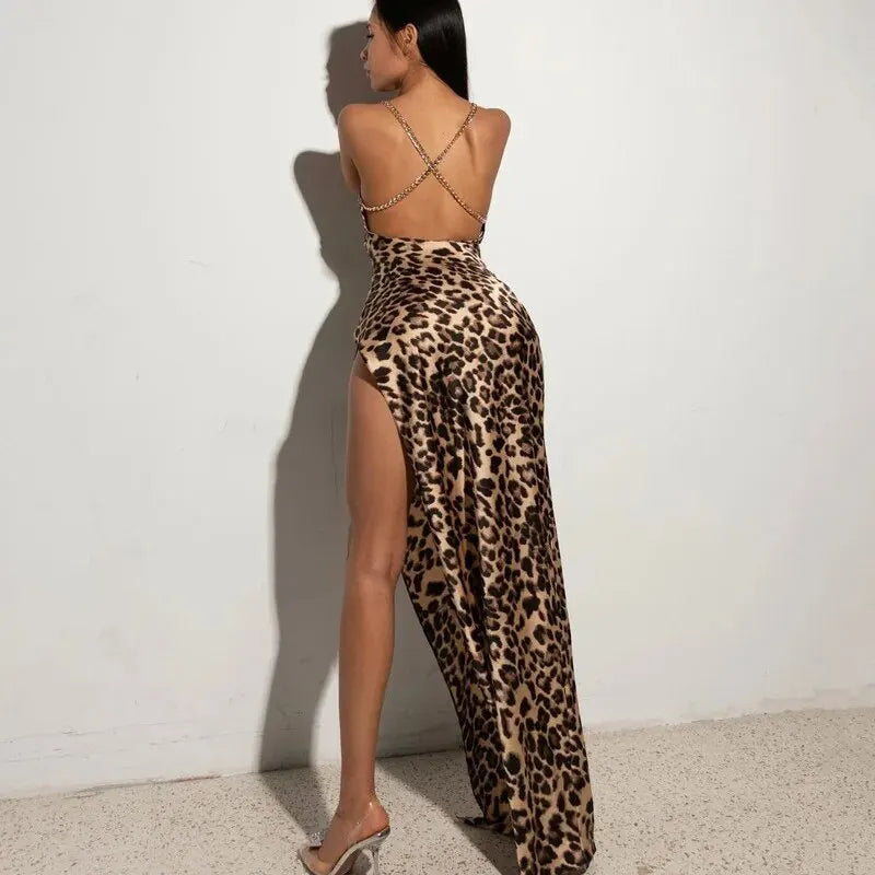 Hawthaw Women Sexy Party Club Evening Streetwear Bodycon Leopard Long Dress 2024 Summer Clothes Wholesale Items For Business - Surpriseshopper.com