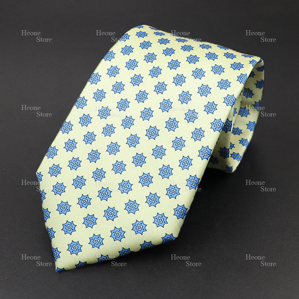 Super Soft Bohemian Silk Polyester Ties For Men Novelty Design Blue Light Color Wedding Office Business Gravata Printed Tie Gift