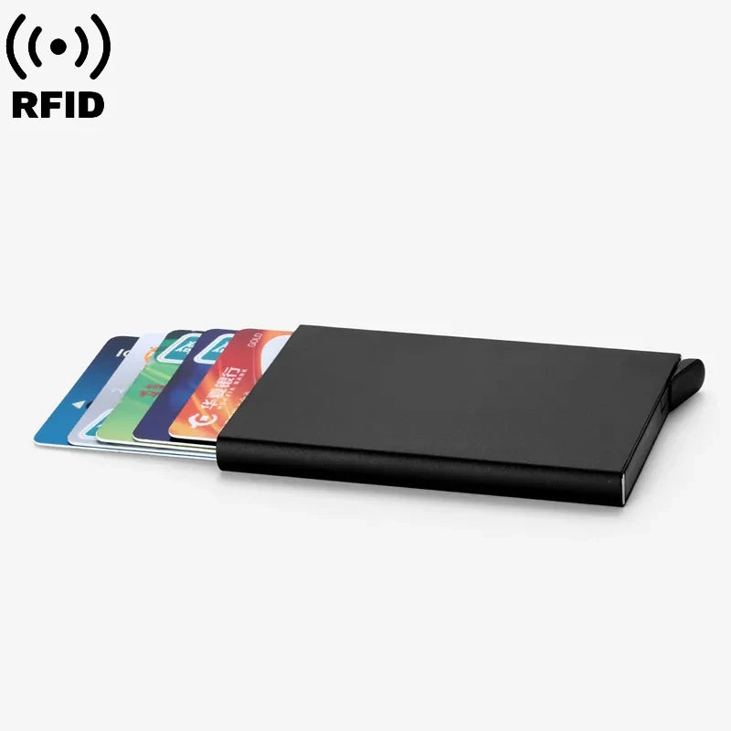 Rfid Smart Wallet Card Holder Metal Thin Slim Men Women Wallets Pop Up Minimalist Wallet Small Black Purse Vallet Walets for Men