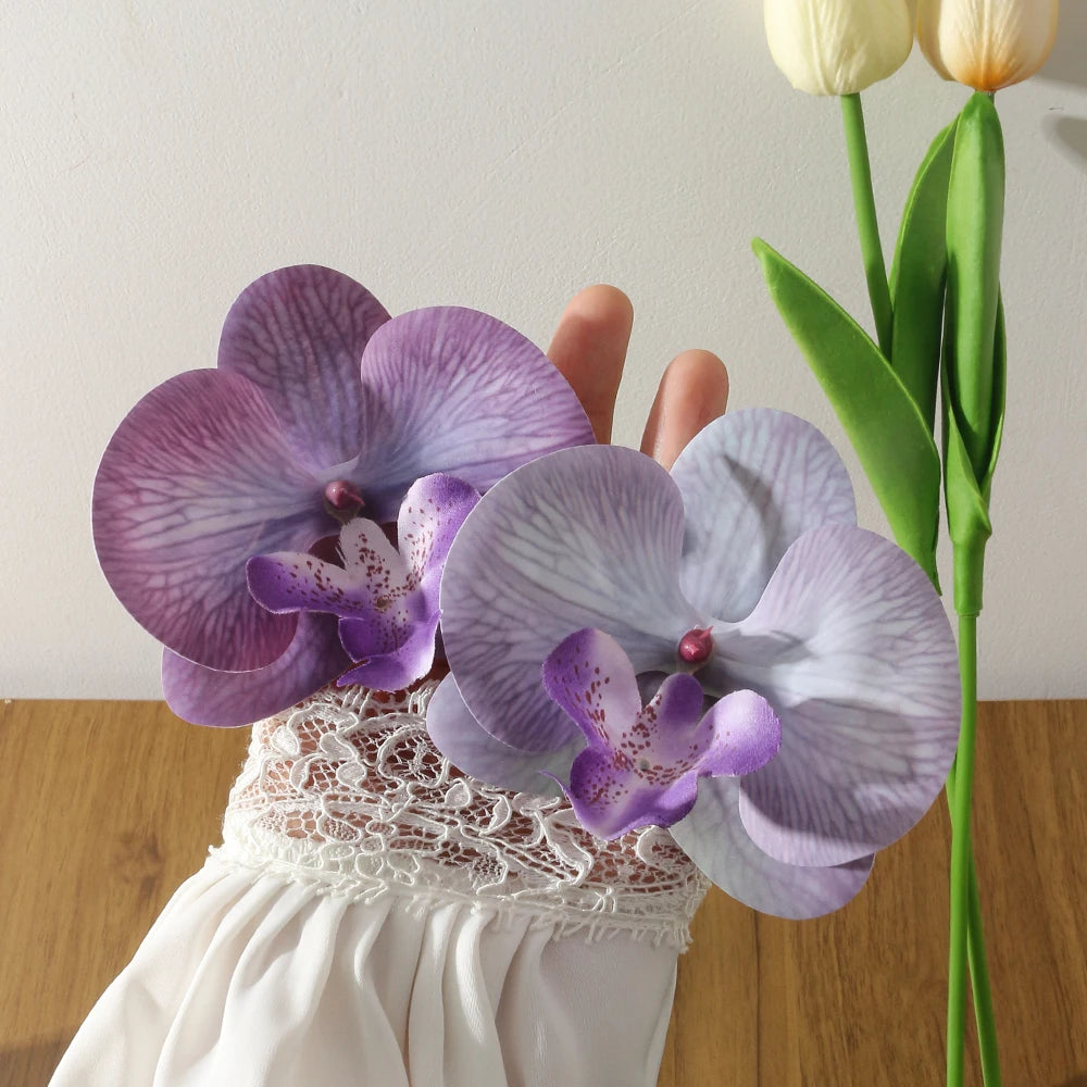 5/10pcs Phalaenopsis Artificial Butterfly Orchid 9.5CM Fake Flowers Heads Wedding Decoration for Home Room Decor Gift Accessory