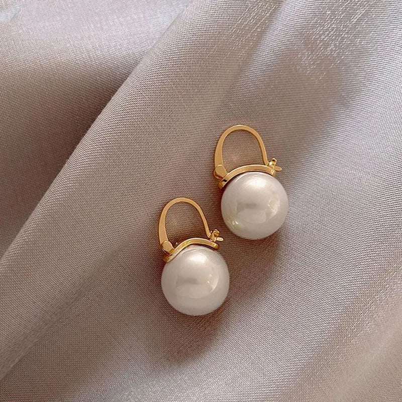 GoldenGlow: Minimalist Gold Pearl Tiny Hoop Earrings