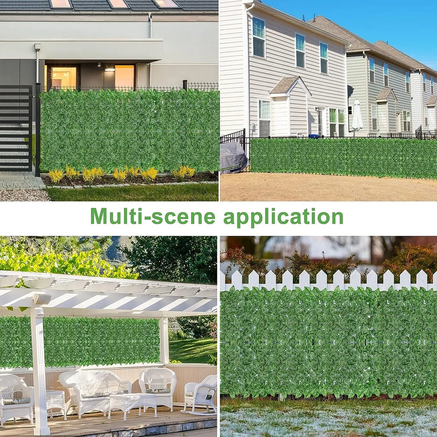 Artificial Leaf Fence Panels 4/3/2/1m Long  Faux Ivy Hedge Fake Leaves Privacy Fence  Garden Fence Balcony Terrace Patio Screen