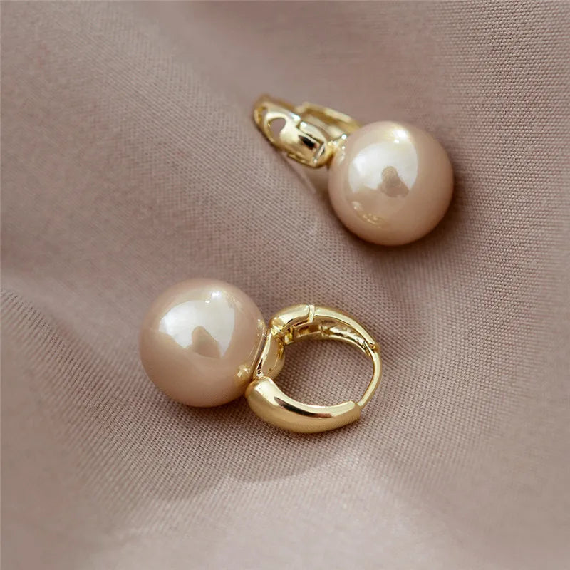 GoldenGlow: Minimalist Gold Pearl Tiny Hoop Earrings