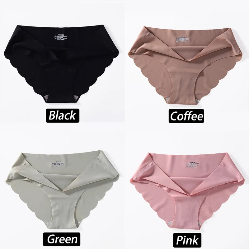 4PCS/Set Seamless Silk Briefs Sexy Panties For Women