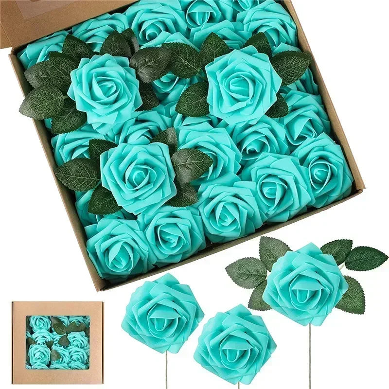 10/25/50Pcs Artificial Rose Flowers Foam Fake Flowers Roses for DIY Wedding Bouquets Party Home Decor Garden Decoration