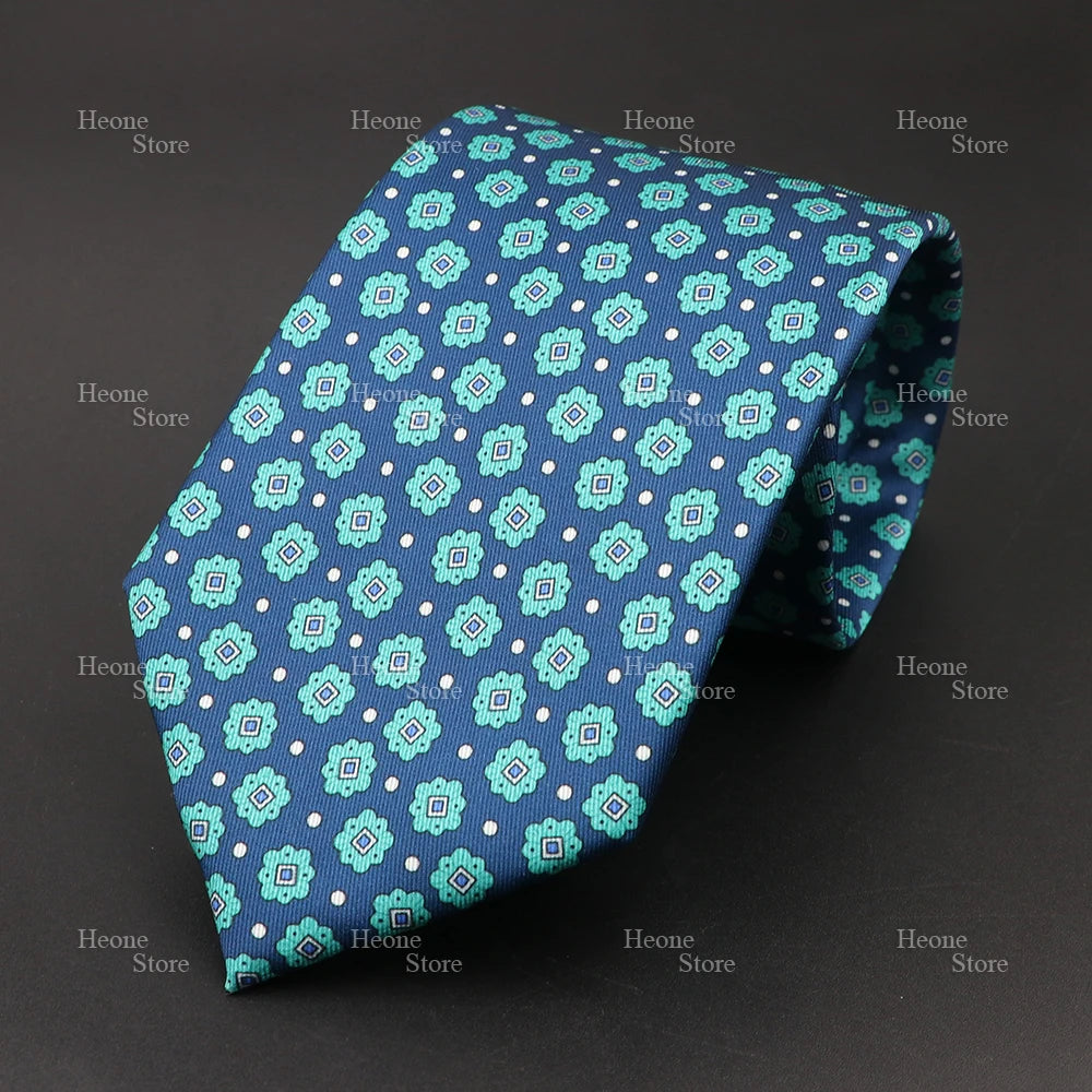 Super Soft Bohemian Silk Polyester Ties For Men Novelty Design Blue Light Color Wedding Office Business Gravata Printed Tie Gift