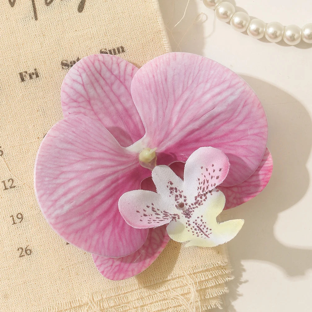 5/10pcs Phalaenopsis Artificial Butterfly Orchid 9.5CM Fake Flowers Heads Wedding Decoration for Home Room Decor Gift Accessory