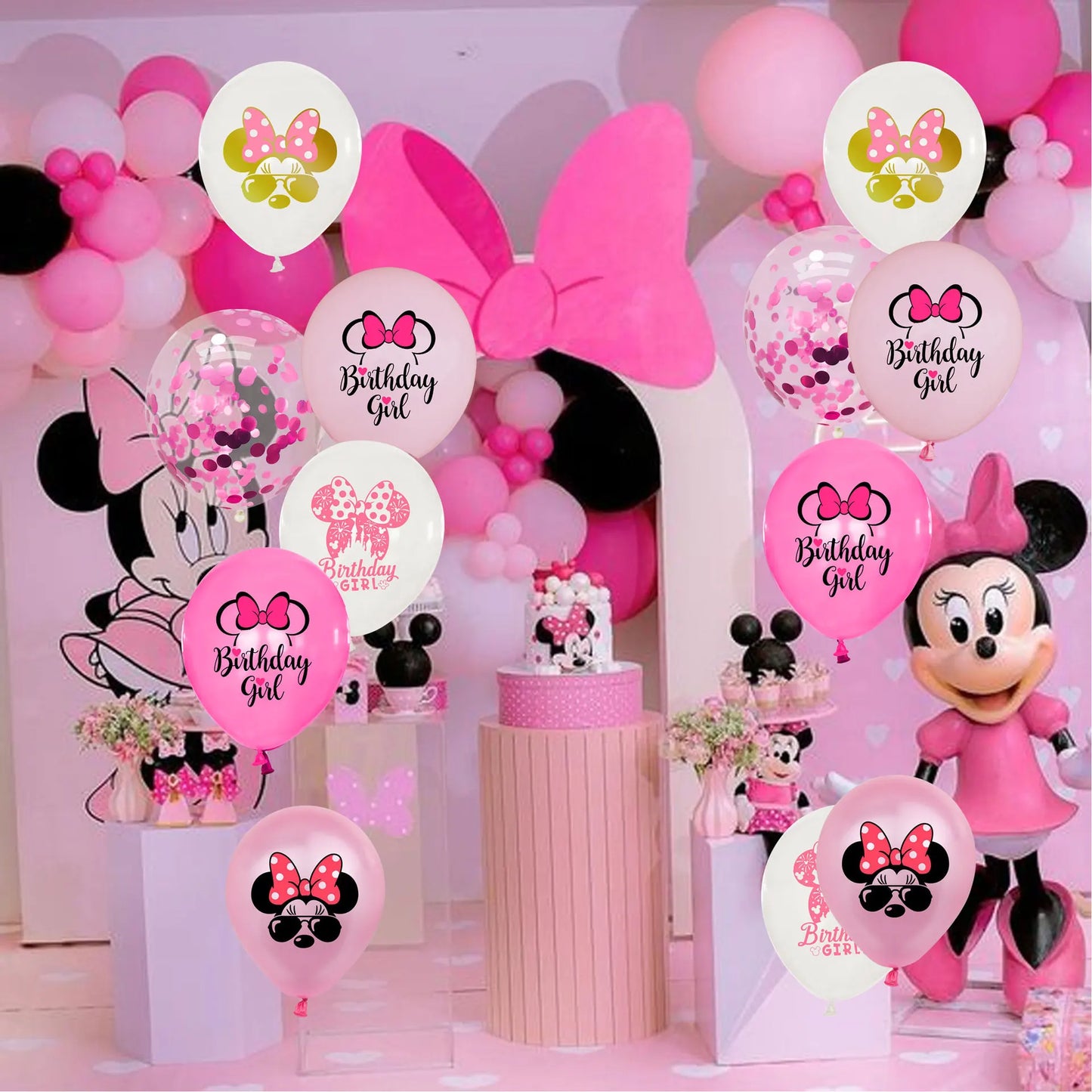 Disney Minnie Mouse Cake Decorations Minnie Party Cake Topper for Kids Birthday Party 1st Baby Shower Cake Decor Supplies Gifts