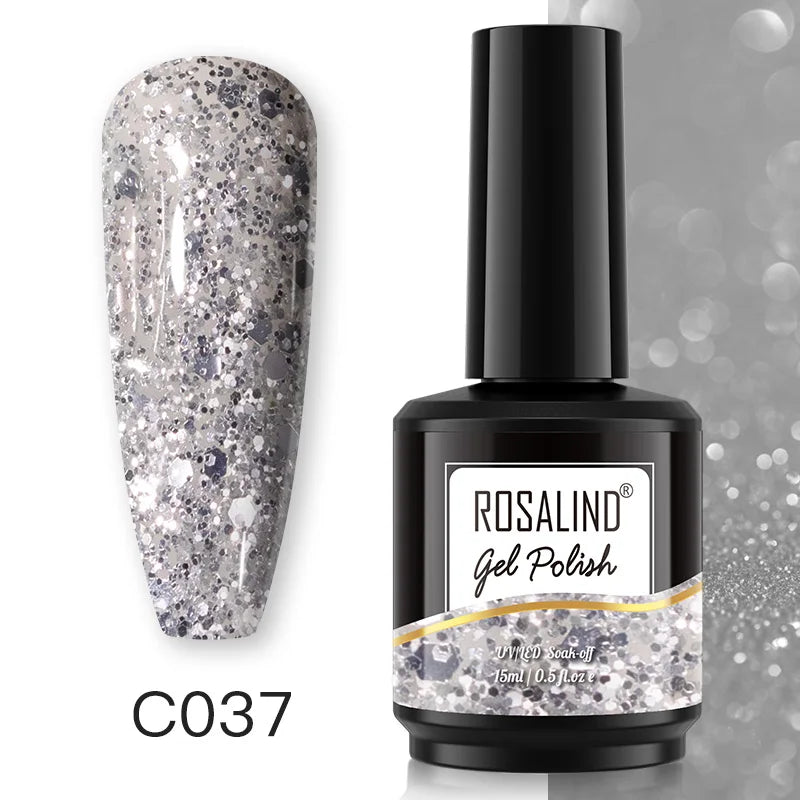 ROSALIND 15ML Pure Colors Nail Polish For Art Manciure Design Gel Nail Base Top Coat Semi Permanent Soak Off UV Gel Nail Varnish - Surpriseshopper.com